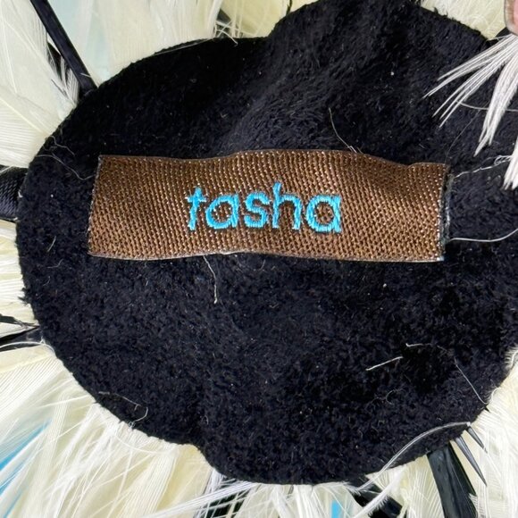 Tasha Black & White Feathered Headband Hair Accessory